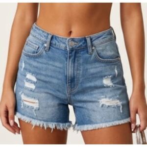 Guess Y2K Distressed Raw Hem Medium Wash Denim Jean Shorts SZ 30